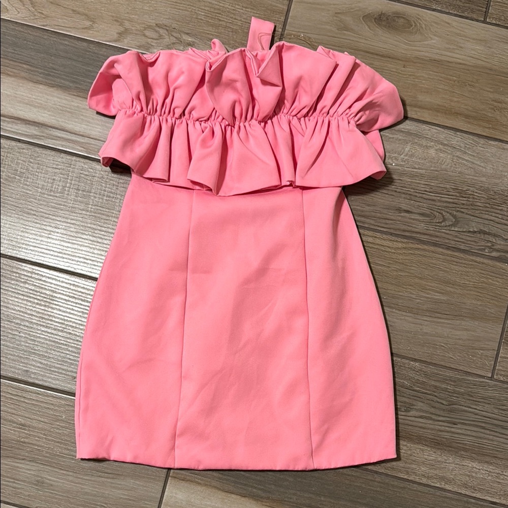 Do+Be Pink Ruffle Strapless Dress